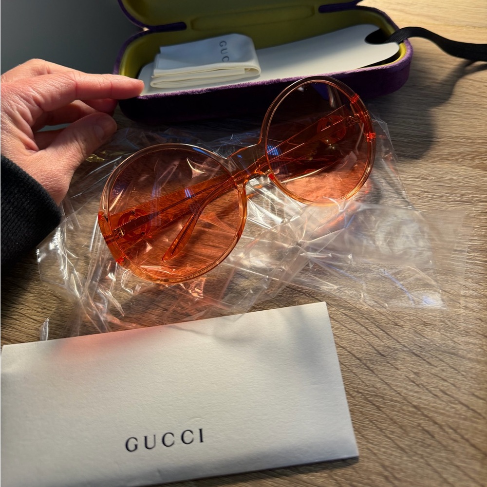 Gucci Oversized Orange/Red Sunglasses NWT $750 - Picture 13 of 13